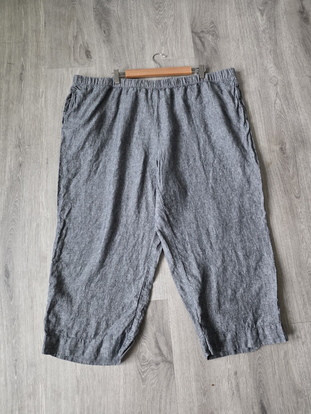 Jill Love Linen Women's Gray 100% Linen Crop Pants Size 3X  Pull